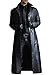 Mens Leather Trench Coat Full Length Black Classic Faux Leather Long Coat