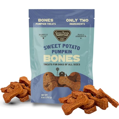Gaines Family Farmstead Pumpkin & Sweet Potato Dog Bones – 6 oz Bag, Natural, Grain-Free Dog...
