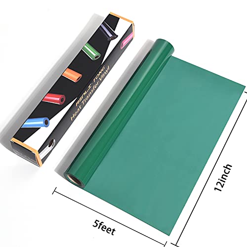 Image of RENLITONG Green Iron on Vinyl - 12Inch by 5ft Roll HTV Heat Transfer Vinyl for T-Shirt HTV Rolls for All Cutter Machine - Easy to Cut & Weed for Heat Transfer Design