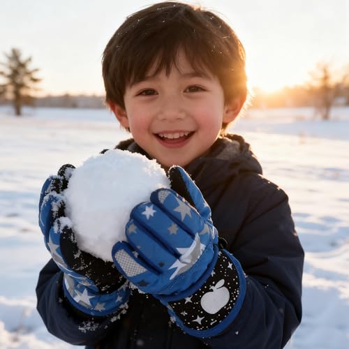 Image of UTOWO Kids Winter Cold Weather Ski Gloves Boy-Girl Warm Windproof Snow Gloves for Snowboarding Sledding Cycling Toddler 3-6T