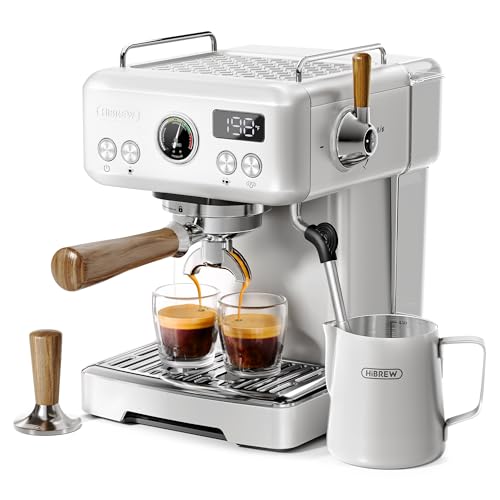 HIBREW H10Plus - Máquina de Café Espresso Programable, Portafiltro de 58 mm en Acero Inoxidable, Temperatura y Volumen de Taza Ajustables a Voluntad, con Pantalla Inteligente y Manómetro