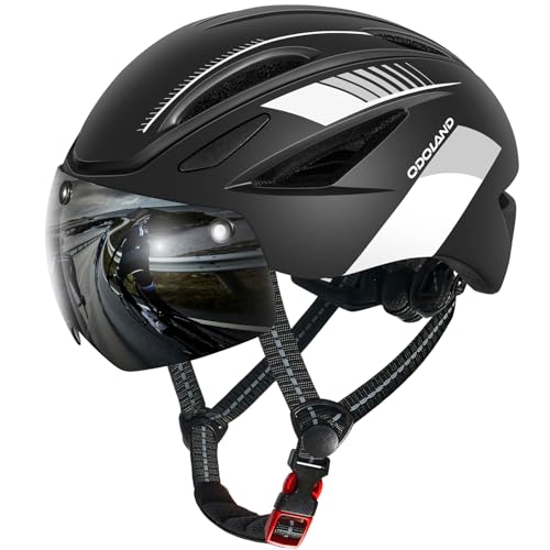 Odoland Fahrradhelm mit Magnetvisier für Erwachsene, Leichter Radhelm mit abnehmbarem Sonnenvisier Atmungsaktiv MTB Helm für Damen und Herren
