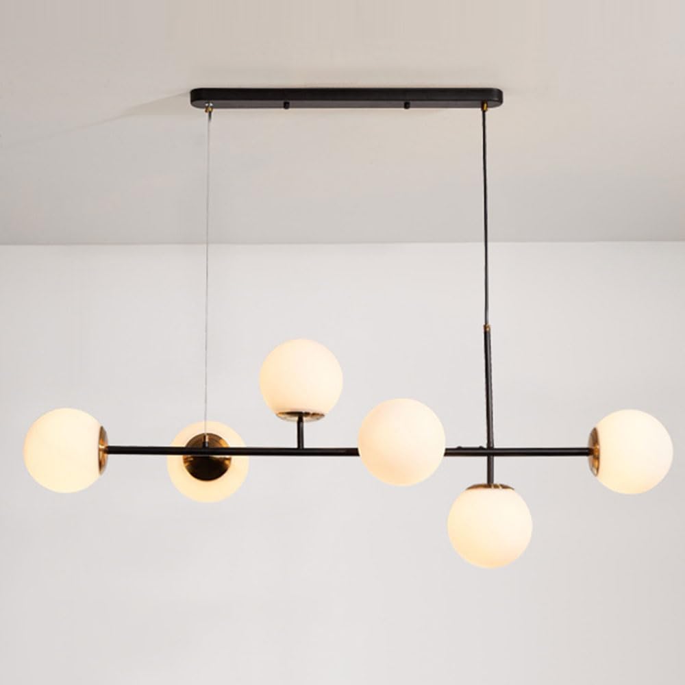 Kshsaa 6-luces suspensión cristal moderna bola lámpara colgante interior techo araña salón comedor restaurante altura ajustable suspensión luz decoración interior