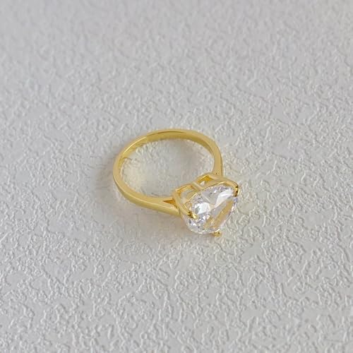 4CT Lab Created Diamond Engagement Ring for Women, 18K Yellow Gold Vermeil Lab Grown Diamond Wedding Band, D Color VVS1 Clarity Heart Cut Promise Ring for Her
