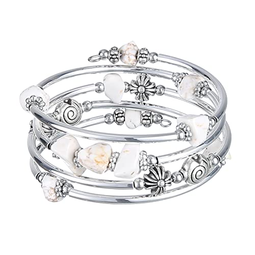 FULU AUTUMN Stone Silver Bangle Wrap Bracelet Boho Turquoise Crystal Chips Bead Bracelets Fashion...