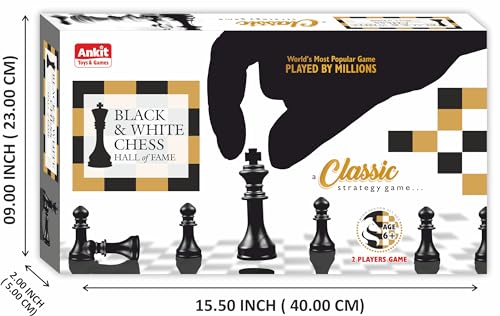Image of Ankit Toys & Games Chess Set, Black & White, Portable Strategy Board Game for Kids & Adults, Age 6+, Suitable for Family, Parties, Travel, and Gifting (Board Size 38 x 38 cm)