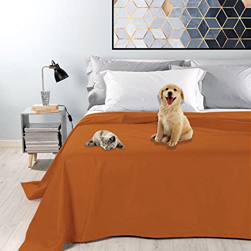 Byour3 - Couvre-lit Double 100% Coton IMPERMÉABLE Couverture Lit Simple Queen Size Résistant Aux Taches Protection Rayures Chats Chiens Poils d'animaux Lavable (Homard, Double)