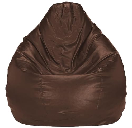 Image of Casa Copenhagen Premium Leather Bean Bag Chair, Filled with Beans | Capacity: Upto 7 Ft Height, 200 KG Weight | 5XL | Brown