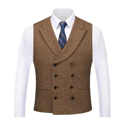 Men's Vest Double Breasted Lapel Business Birthday Wedding Banquet Work Suit Vest2