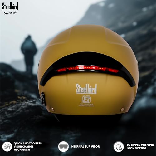 Image of Steelbird SBH-64 Brutal Plus Reflector ISI Certified Open Face Helmet for Men and Women with Extra Smoke Visor