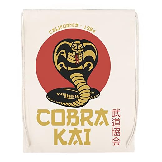 Cobra Kai California 1984 Beige Deporte Bolsa el Gimnasio Duradera Respetuosa con el medio ambiente Drawstring Gym Bag