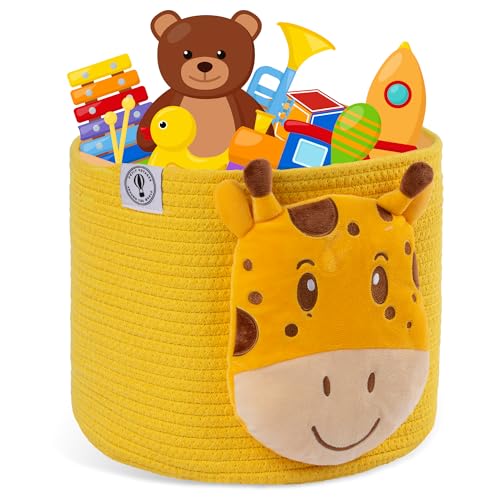 Image of petitvoyager Giraffe Baby Basket - Charming Cotton Rope Nursery Basket, Cute Basket for Decor and Toy Baskets for Kids Room, Decorative Animal Baskets for Nursery