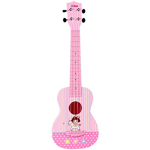 Baoli Light Pink Color Plastic Beautiful Melody Ukulele Toy With Accurate Intonation Excellent String Opening Tuning Keys Arch-Shaped Back Panel #TOP21