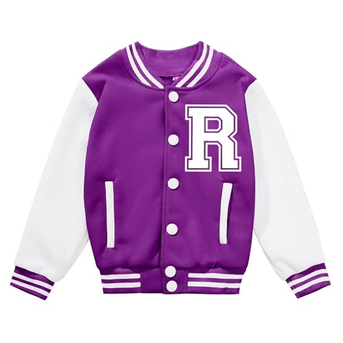 Image of BAICAIYU Kids Baseball Jackets Boys and Girls Varsity Coat Buttons Cardigan Letter Sport Letterman School Jacket