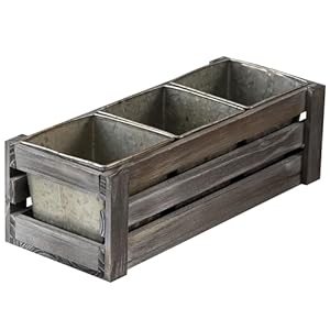 SOFE Rectangular Planters for Indoor Plants, Farmhouse Galvanized Planter Pot Window Box Planter for Succulent Herb, Table Wood Decorative Storage Box, Country Style Windowsill Decor, Grey SOFE Rectangular Planters for Indoor Plants Farmhouse Galvanized Planter Pot Window Box Planter for Succulent Herb Table Wood Decorative Storage Box Country Style Windowsill Decor Grey