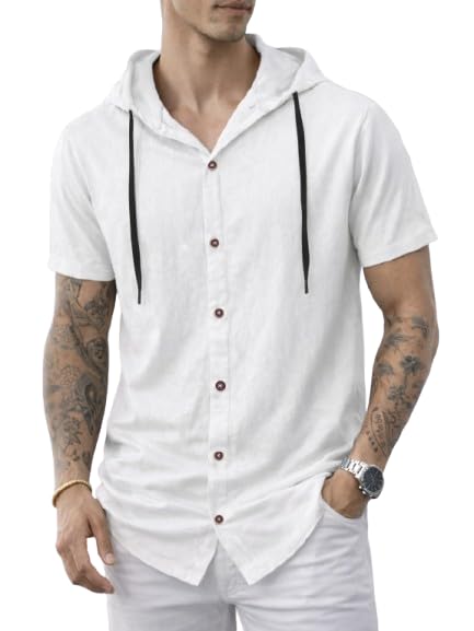 Image of Noble Monk Men's Half Sleeve Hooded Neck T-Shirt | Regular Fit Casual Summer Wear Hoodie Tee for Men