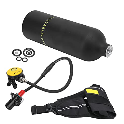 GLOGLOW DIDEEP 1L Portable Kit for Diving Underwater Breathing Device Equipped with Luminous Pressure Gauge, for Professional Diving Enthusiasts (Black Oxygen Bottle)