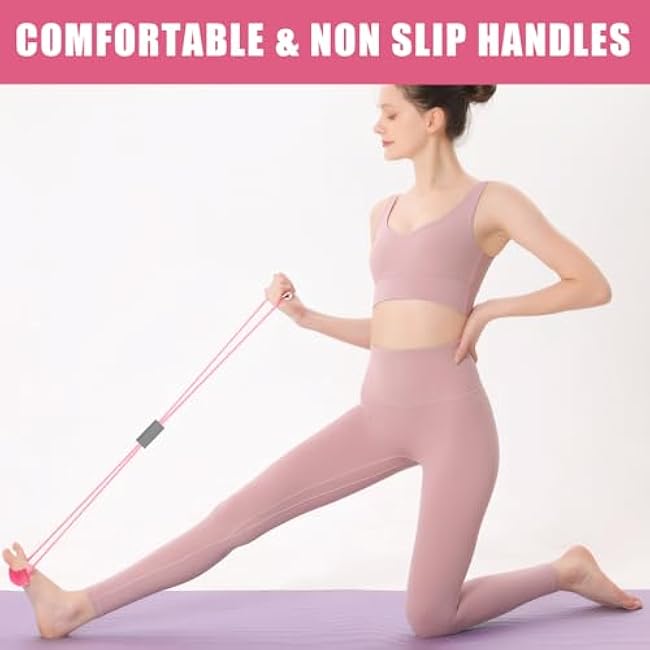 Saludea Resistance Band, 2 PCS with Handles Figure 8 Resistance Band, Yoga Gym Fitness Pulling Rope for Full Body Workout Arms Shoulders Back Legs and Buttocks (Pink)