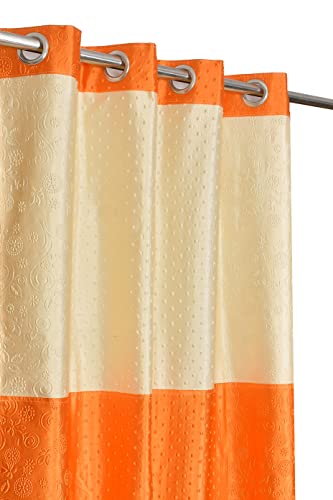 Galaxy Home Decor 1 Piece Pyramid Patch Design Punching Heavy Curtains for Window 6 Feet, Orange