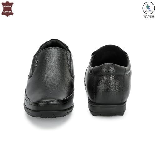 Image of Shoes Genuine Leather Comfortable Slip On Black Formal Shoes for Men | Office Uniform Dress Loafer Shoe for Office Bussiness Meeting - Black