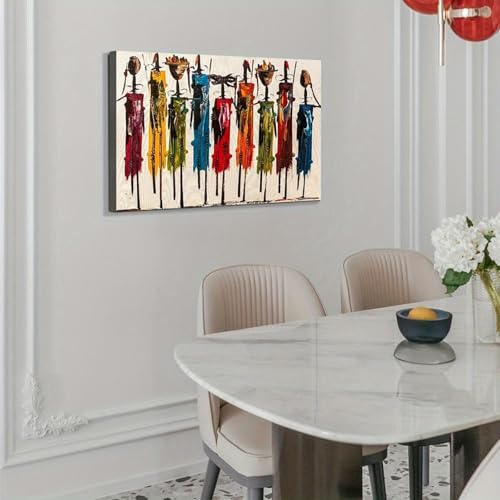 Toile art abstrait femme africaine grand format pour mur vide