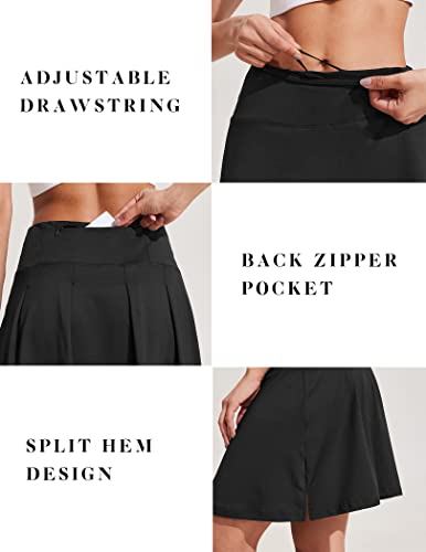 COOrun 18" Tennis Skirt Knee Length High Waist Skorts Skirts for Women Golf Pleated Built-in Shorts Skirts with Pockets3