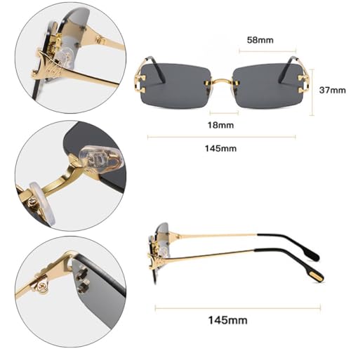 Lunettes de soleil rectangles sans monture ultra légères au design minimaliste - 6