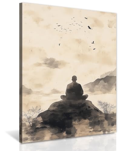 GLOKAKA Zen Buddha Wall Art Watercolor Buddha Stature Picture Print