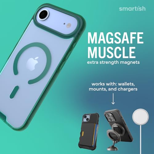 Image of Smartish iPhone Air MagSafe Clear Case - Gripmunk Magnetic Slim Case [Lightweight + Protective] Anti-Yellowing Thin Grip Clear Cover for Apple iPhone Air - Clearly Green