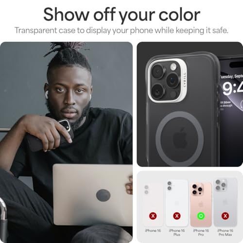 Image of Spigen Cyrill UltraSheer Mag | iPhone 16 Pro Case | Black Dark Grey iPhone 16 Pro Back Cover | TPU+Poly Carbonate - Space Gray