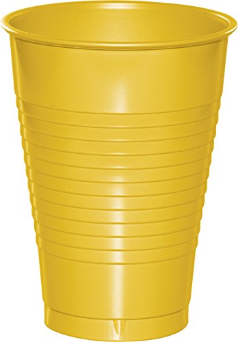 Touch of Color Premium Plastic Cups, School Bus Yellow, 20 Count