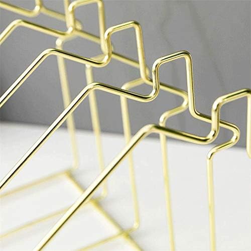 HBJWOV Magazine Holder File Sorter, Metal Electroplate 5 Slot Desk Organizer House Rack for Document, Folder, Letter and Book(D)