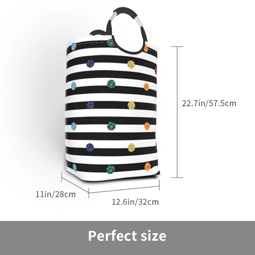 Sac à linge pliable grand sac de rangement noir et blanc à pois - 4