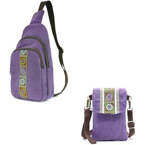 SILKAREA Canvas Small Crossbody bags Sling Backpack Purse for Women Travel Chest Bag Crossbody Backpack Shoulder Bag Cover