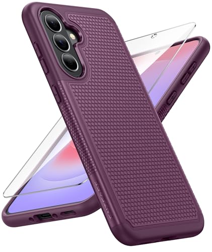 Image of FNTCASE for Galaxy A37-5G Phone Case - Samsung Military Grade Drop Protection Cover, 14ft Drop Tested, Screen Protector Included, Anti-Slip Textured, TPU+PC Dual Layer Shockproof (Burgundy Purple)