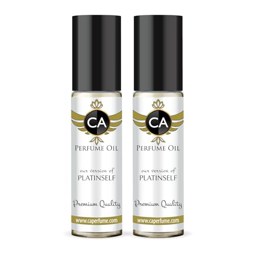 CA Perfume Impression of Platinself for Men Eau De Parfum Woody Floral Musk Scent Long Lasting Cologne for Men Travel Size TSA Ready for Day and Night Wear 0.33 Fl Oz 10ml (Pack of 2)