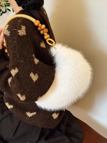 Women Fuzzy Shoulder Bag Fluffy Chain Soft Crossbody Tote Bag Top Handle Handbag Simple Purse Casual Ladies Satchel4