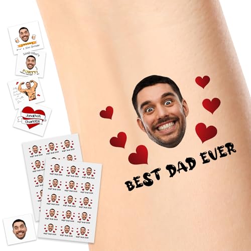 Happy Father's Day Temperary Tattoos, Custom Funny Face Tattoo for