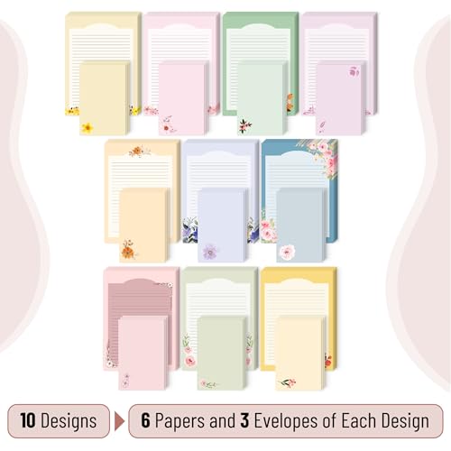 Mr. Pen - Papel de carta com envelopes, papel de escrita com 60 letras com 30 envelopes, lindo conju