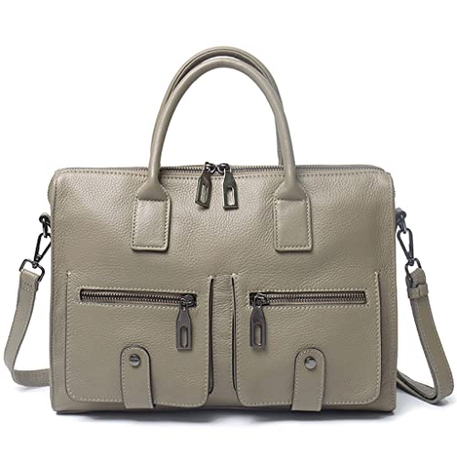 JSEIAJB Korean Version Of The First Layer Of Cowhide Commuter Office Handbag Leather Large Capacity Briefcase