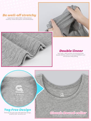 4 Pack Girls Tank Tops Girls Undershirts Sleeveless Cotton Racerback Crop Dance Tank Tops for Gymnastics Ballet4