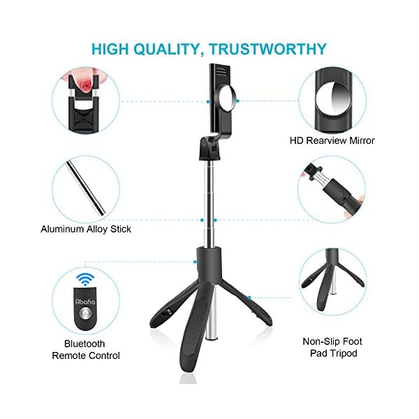 Abafia Bluetooth Selfie Stick, 3 in 1 Wireless Selfie Stick Stativ 360° Rotation, Einziehbarer Tragbarer Handy Selfie… – Bild 3
