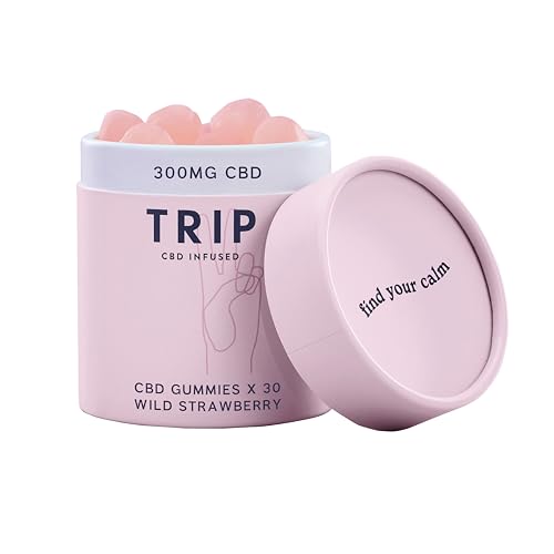TRIP CBD Infused Gummies (30 Gummies). Delicious Natural Wild Strawberry Flavour. High Strength CBD Edibles. 300MG CBD Vegan THC-Free