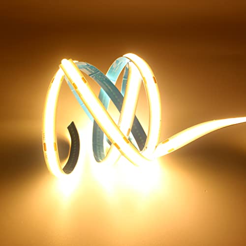 Boarda 24V COB LED Strip,2m 768LEDs COB LED Strip+DC Controller,Warm White 3000K High Density FOB Flexible LED Strip Lights for Party,Counter,Shelf