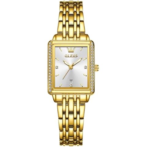 OLEVS Elegant Gold Women's Watch with Calendar Cover