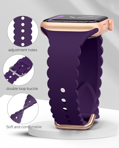 Sunnywoo Lace Sport Silicone Band Compatible with Apple Watch 38mm 40mm 41mm 42mm 44mm 45mm 46mm 49mm for Women, Soft Wristband Waterproof Replacement for iWatch Series Ultra 10 9 8 SE 7 6 5 4 3 2 1