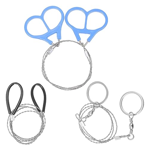 LIOOBO 1set Portable Emergency Wire Saws Durable Stainless Steel Cutters with Pull Rings for Outdoor Survival Gardening and Camping Use Silver 3pcs
