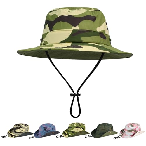 Sun Hats for Kids UPF 50+ Sun Protection Wide Brim Bucket Hat for Boys Girls Lightweight & Breathable Safari Fishing Hat