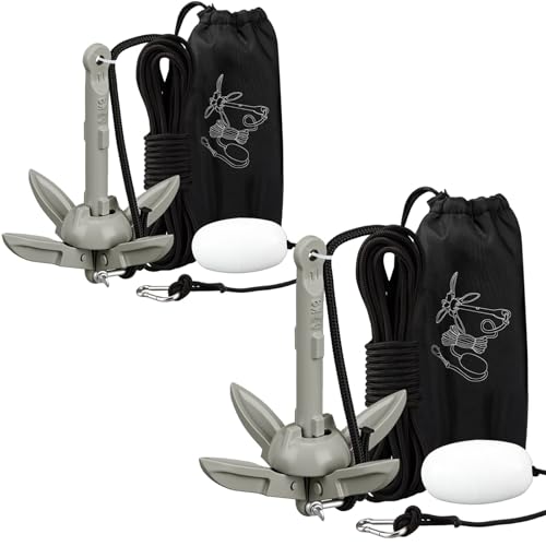Image of Lounsweer 2 Pack 1.5 /3.5 lb Marine Kayak Anchor Kit Folding Grapnel Anchor Kit Boat Kayak Fishing Accessories for Small Boats Kayaks Canoe Paddle Boards