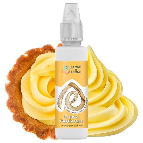 AROMI E AROMI | Aroma Alimentare Crema Pasticcera in Gocce per Dolci da Forno, Torte, Gelato, e Liquori | Aroma Alimentare che resiste alle Alte Temperature | Prodotto 100% Italiano (30g)